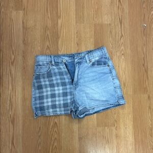 Extra High Waist Mom Plaid and Denim Women's Shorts American Eagle